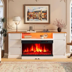 3-Sided Glass 70" Fireplace TV Stand